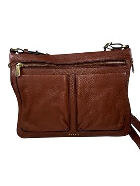 Fossil Piper Brown Pebble Leather Crossbody Small Messenger Bag Expandable